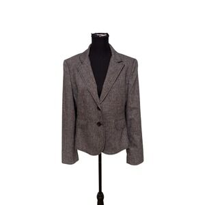 EXPRESS DESIGN STUDIO Women's Blazer Size 12 Tweed Herringbone Leopard Lined‎